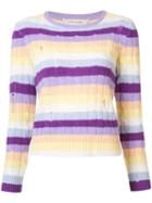Marc Jacobs Cable Knit Stripe Sweater, Women's, Size: Small, Pink/purple, Cashmere