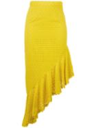 Daizy Shely Pleated Trim Skirt, Women's, Size: 42, Yellow/orange, Cotton