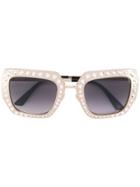 Gucci Eyewear Stoned Detail Gradient Sunglasses - Metallic