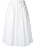 Iceberg - Gathered Midi Skirt - Women - Cotton - 38, White, Cotton