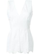 Alberta Ferretti Broderie Anglaise V-neck Top