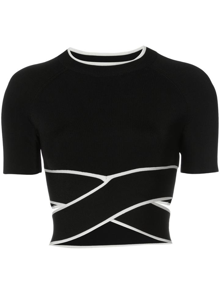 T By Alexander Wang Cropped Twist-front T-shirt - Black