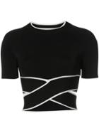 T By Alexander Wang Cropped Twist-front T-shirt - Black