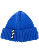 Off-white Logo Patch Beanie Hat - Blue