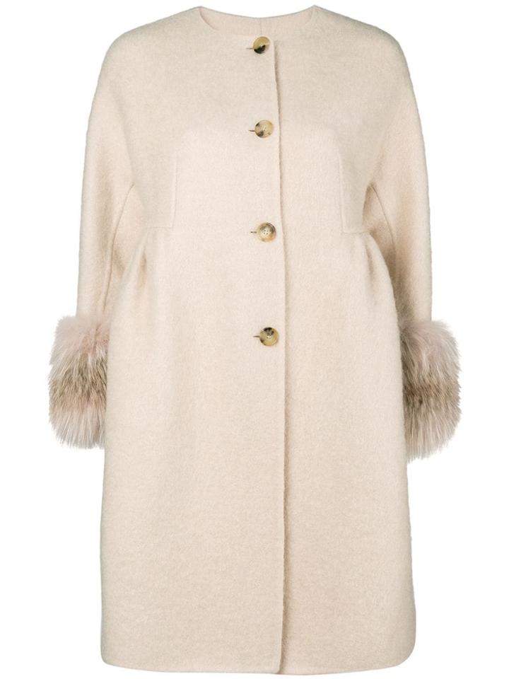 Ermanno Scervino Cuffed Cropped Sleeve Coat - Neutrals