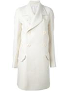Rick Owens Double Breasted Peacoat, Women's, Size: 42, White, Cupro/cotton/silk