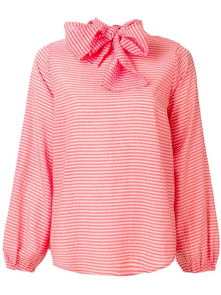 Essentiel Antwerp Santana Striped Pussy Bow Blouse - Orange