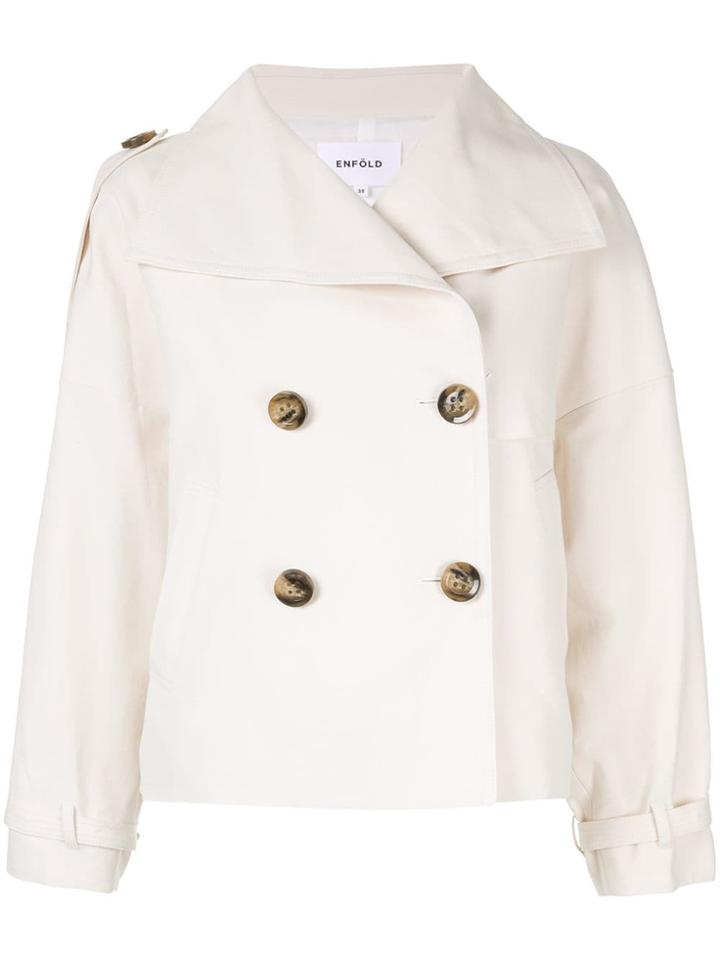 Enföld Short Double-breasted Coat - White
