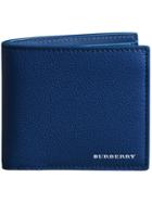 Burberry Grainy Leather International Bifold Coin Wallet - Blue