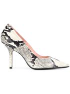 Anna F. Snakeskin Effect Pumps - Nude & Neutrals