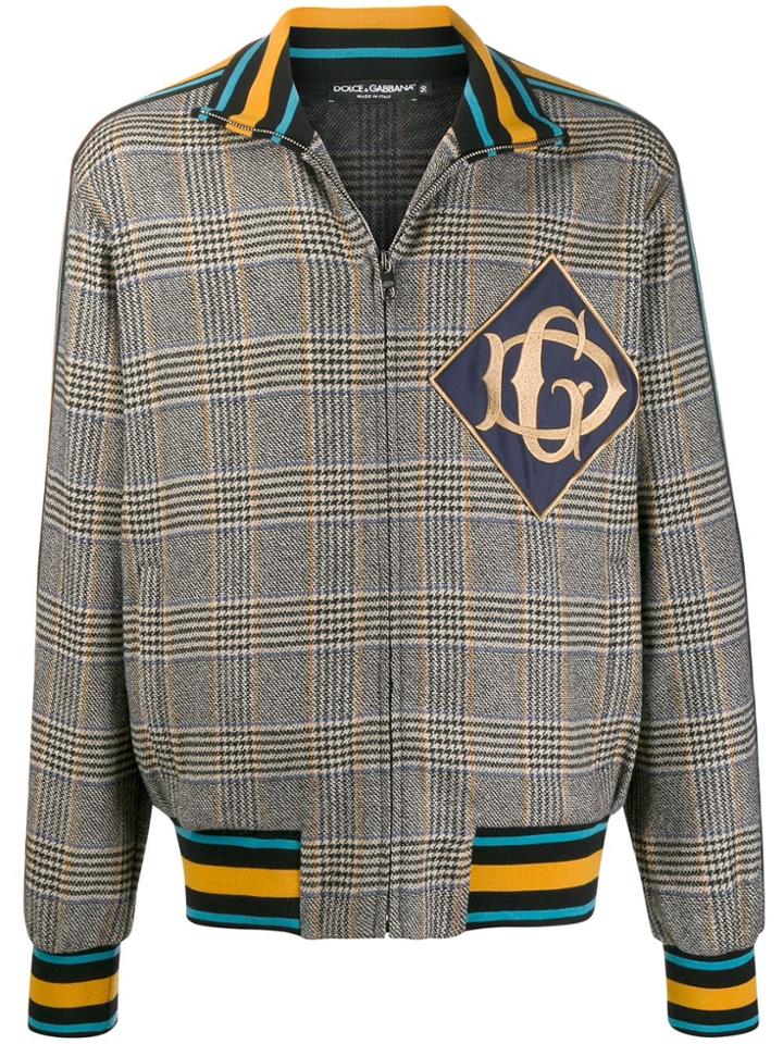 Dolce & Gabbana Check Print Zip Up Jacket - Grey
