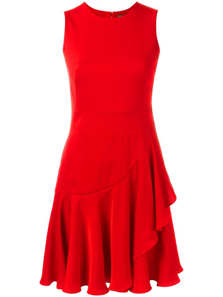 Alexander Mcqueen Ruffled Mini Dress, Women's, Size: 40, Red, Viscose/silk