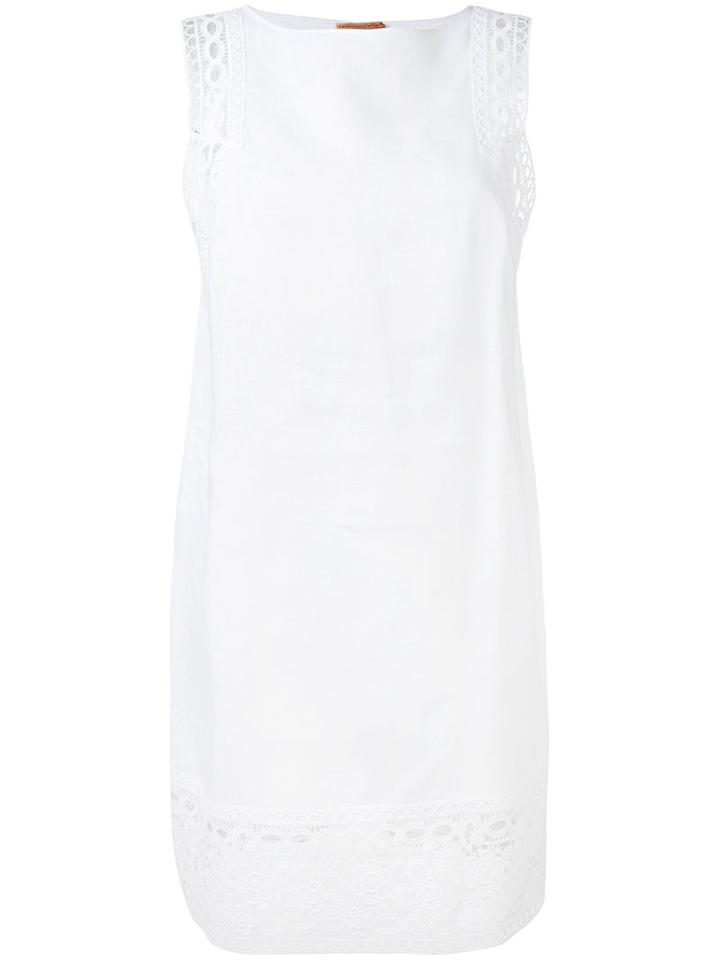 Ermanno Scervino - Crochet Detail Shift Dress - Women - Cotton/linen/flax - 42, White, Cotton/linen/flax