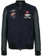 Valentino - Tattoo Embroidered Bomber Jacket - Men - Cotton/calf Leather/polyamide/wool - 48, Blue, Cotton/calf Leather/polyamide/wool