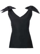 Bambah - Faille Shoulder Bow Top - Women - Silk - 10, Black, Silk