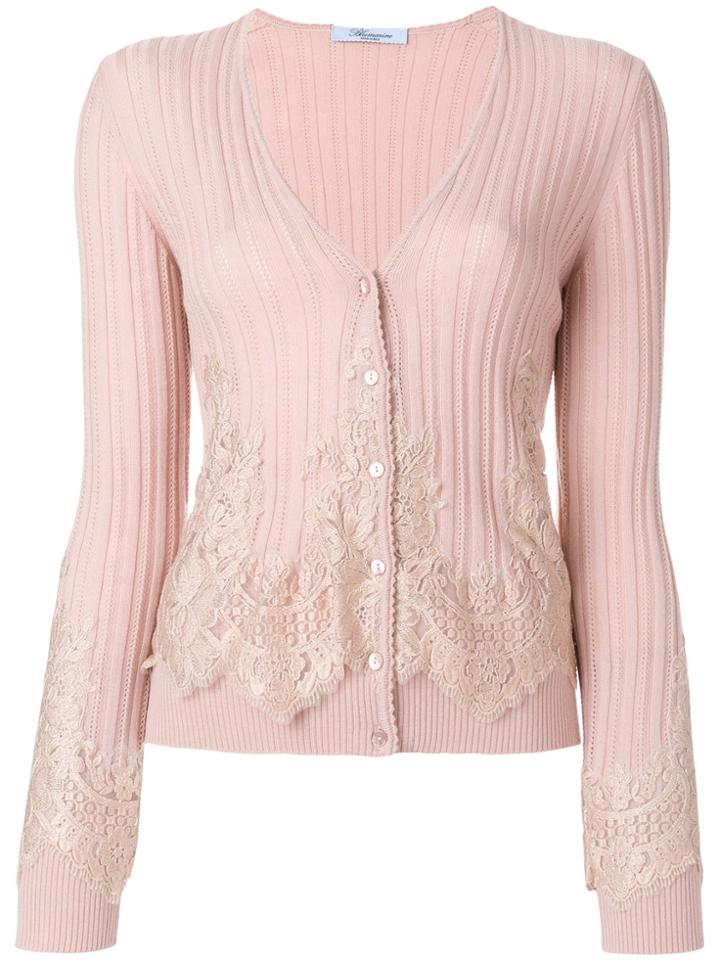 Blumarine Lace Overlay Cardigan - Pink & Purple