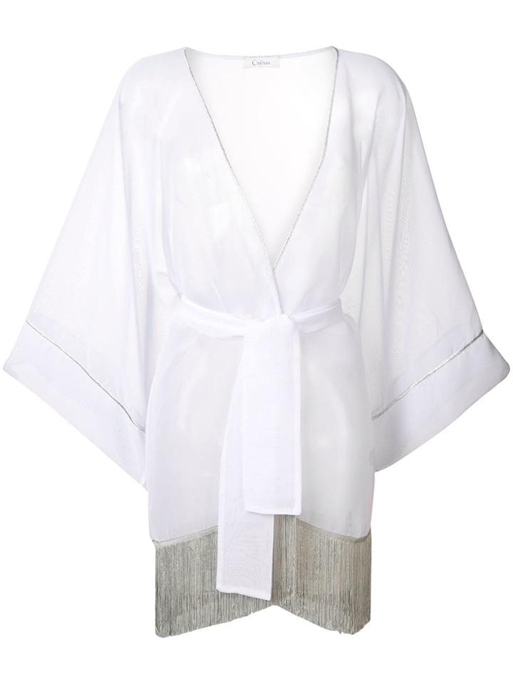 Oseree Fringed Beach Cover Up - White