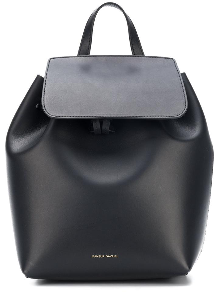 Mansur Gavriel Flap Drawstring Backpack - Black
