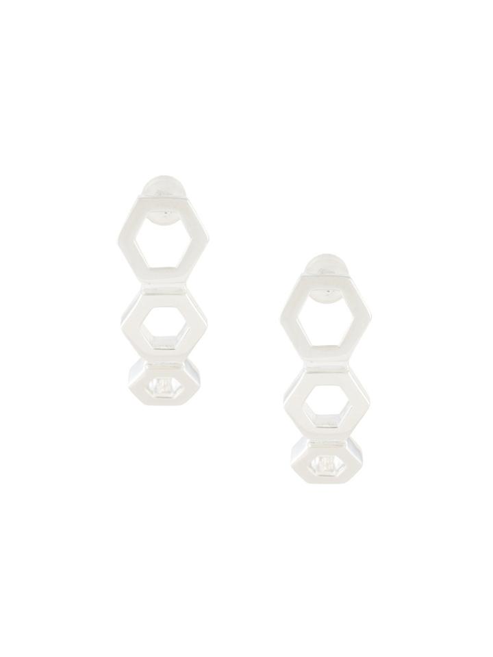 Astley Clarke Plain Triple Honeycomb Stud Earrings - Metallic