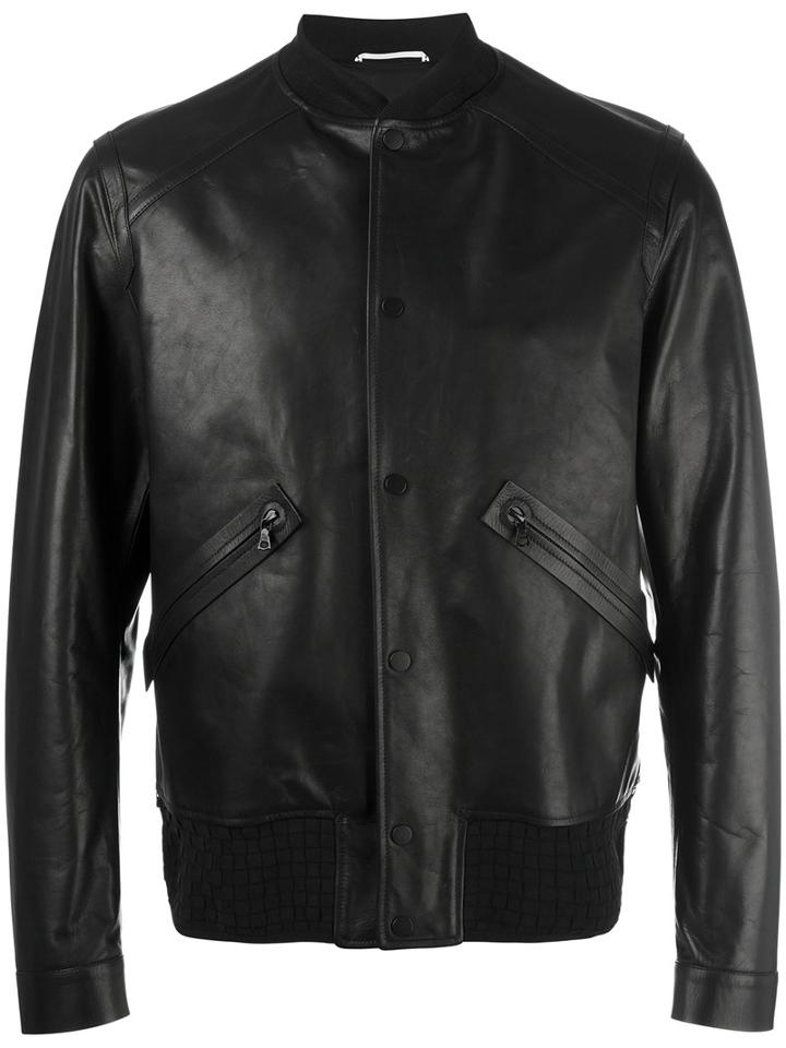 Oamc Classic Bomber Jacket, Men's, Size: Xl, Black, Calf Leather/polyamide/spandex/elastane/viscose