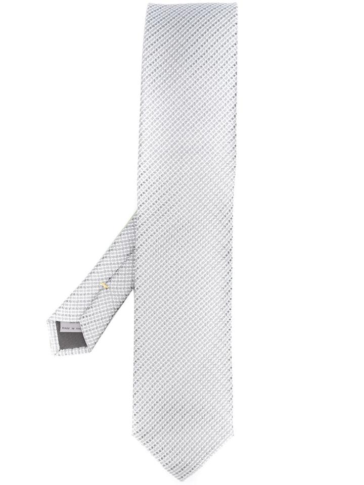 Canali Stitch Effect Tie - Grey