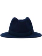 Maison Michel Classic Fedora Hat, Women's, Size: Medium, Blue, Cotton/viscose/rabbit Fur Felt