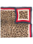 Gucci - Leopard Web Trim Print Shawl - Women - Silk - One Size, Brown, Silk