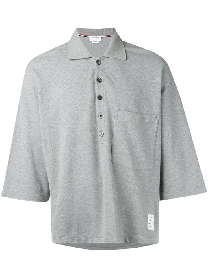 Thom Browne Oversized Piqué Pocket Polo - Grey