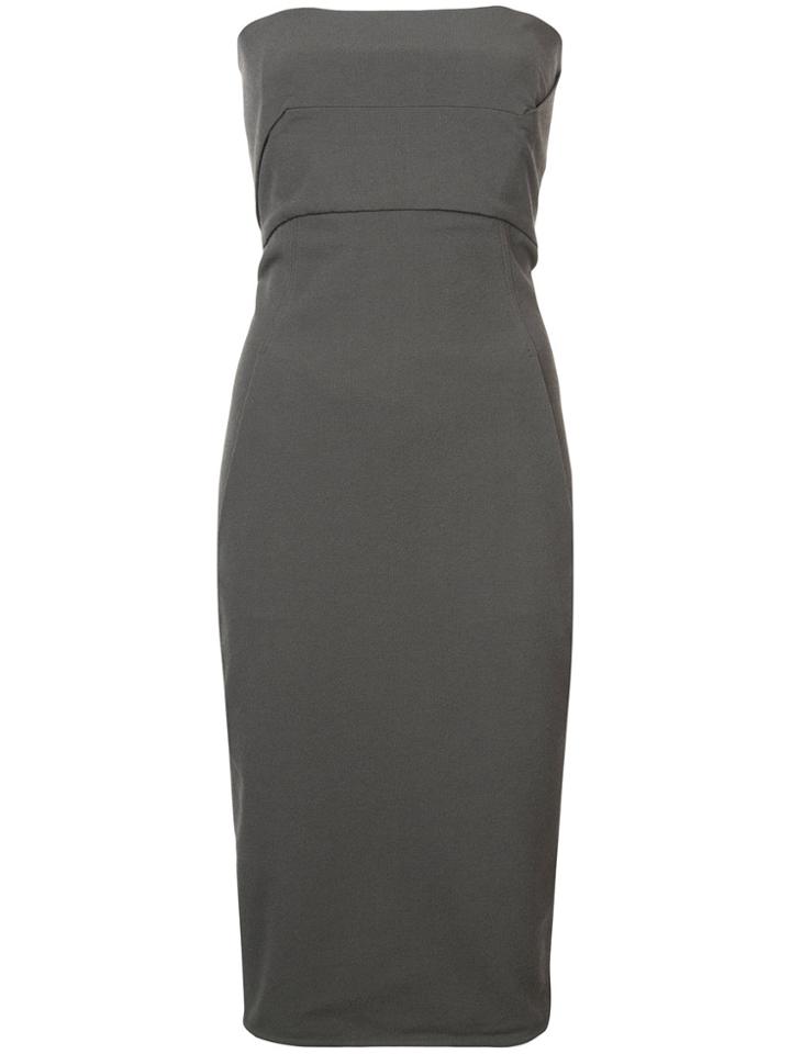 Rick Owens Strapless Midi Dress - Grey