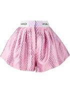 Natasha Zinko Logo Waistband Shorts, Women's, Size: 36, Pink/purple, Cotton/polyester/acetate/polyimide