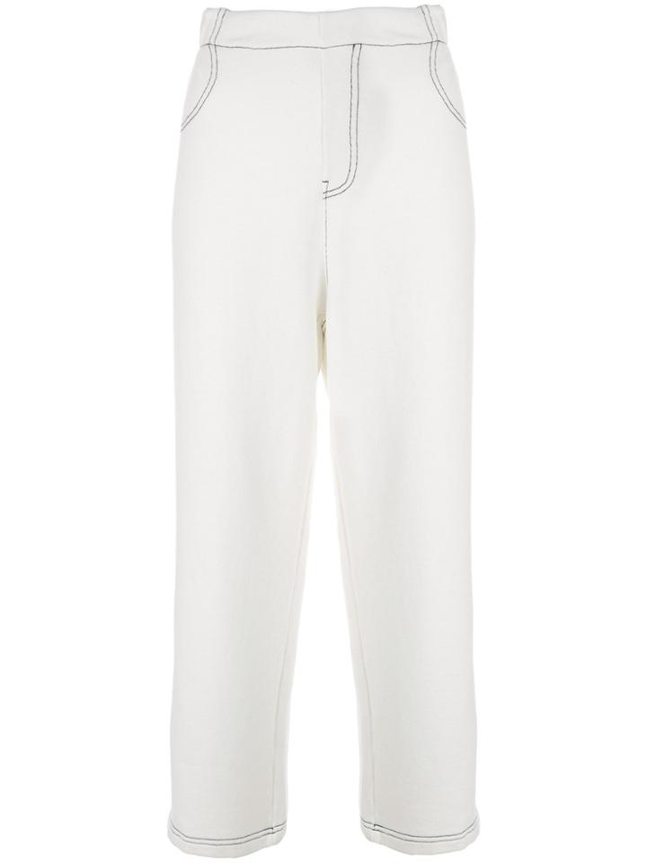 Mm6 Maison Margiela Straight Cropped Trousers - White