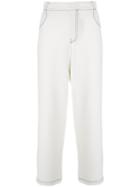 Mm6 Maison Margiela Straight Cropped Trousers - White