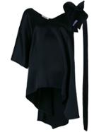 Valentino Asymmetric Sleeve Blouse - Black