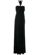 No21 Halter-neck Gown Dress, Women's, Size: 42, Black, Polyester/viscose