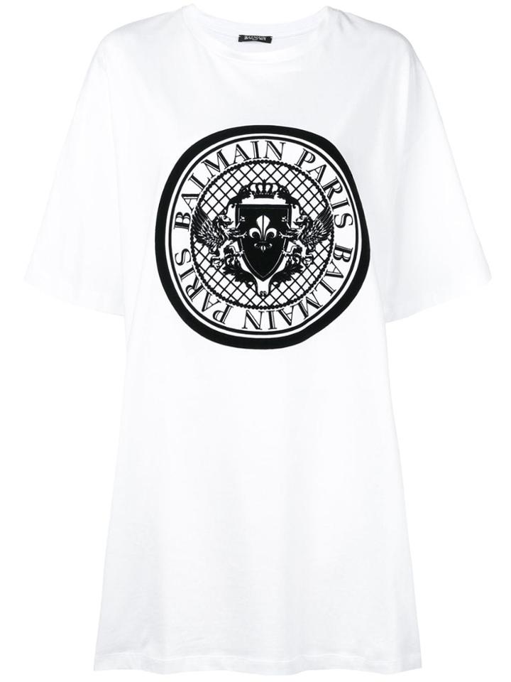 Balmain Oversized Printed Logo T-shirt - White
