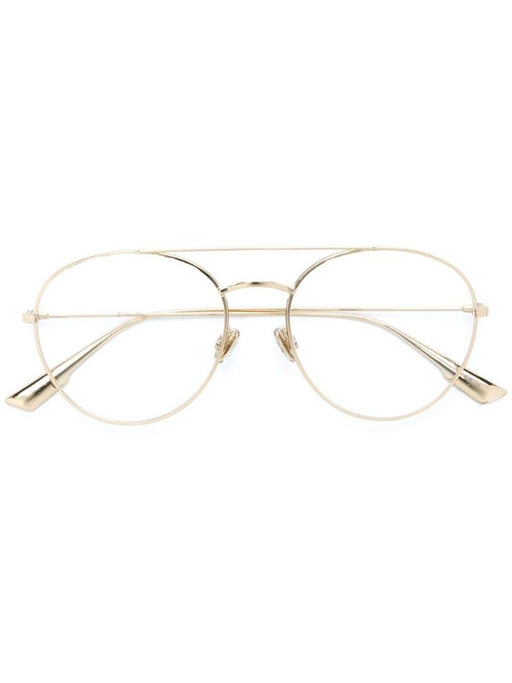 Dior Eyewear Round Frame Glasses - Gold