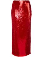 Sally Lapointe Sequin Straight Skirt - Red