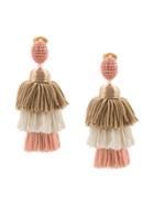 Oscar De La Renta Tiered Tasssel Earrings - Pink & Purple