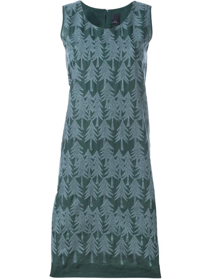 Minä Perhonen Pine Print Dress, Women's, Size: 38, Green, Cotton/linen/flax