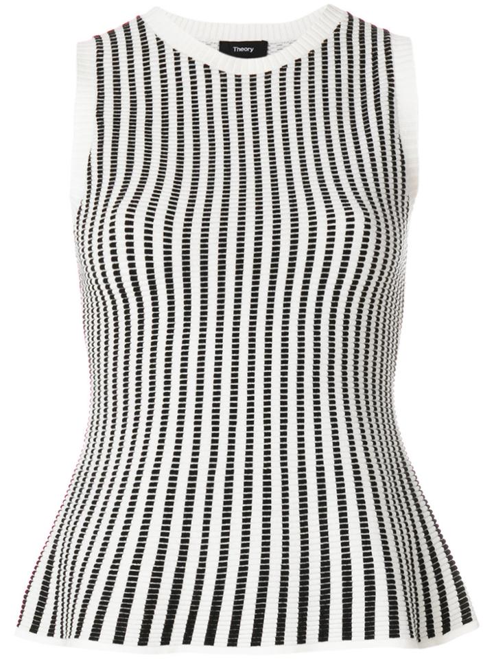 Theory Embroidered Flared Tank Top - White