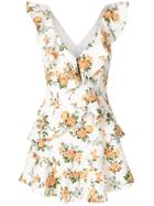 Zimmermann Riffle Trim Floral Mini Dress - White