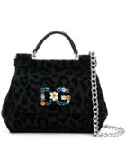 Dolce & Gabbana Sicily Leopard Print Handbag - Black