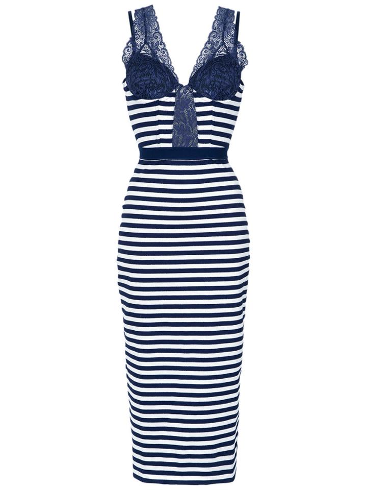 À La Garçonne Lingerie Midi Dress - Blue