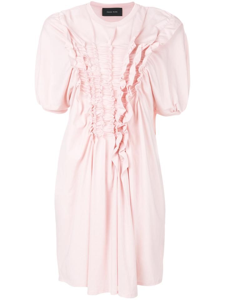 Simone Rocha Smocked Ruffle Trim Dress - Pink & Purple