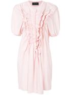 Simone Rocha Smocked Ruffle Trim Dress - Pink & Purple