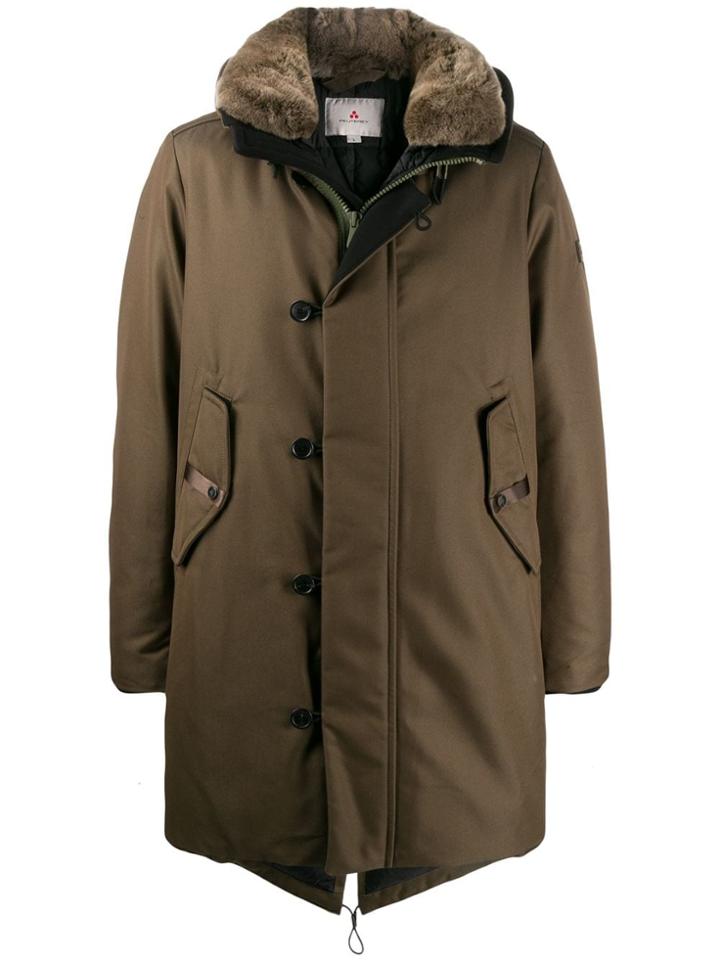 Peuterey Fur Trim Hooded Parka Coat - Green
