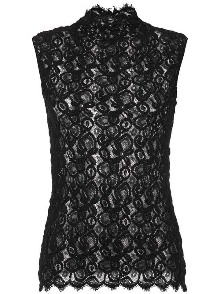 Helmut Lang Lace High Neck Sleeveless Top - Black