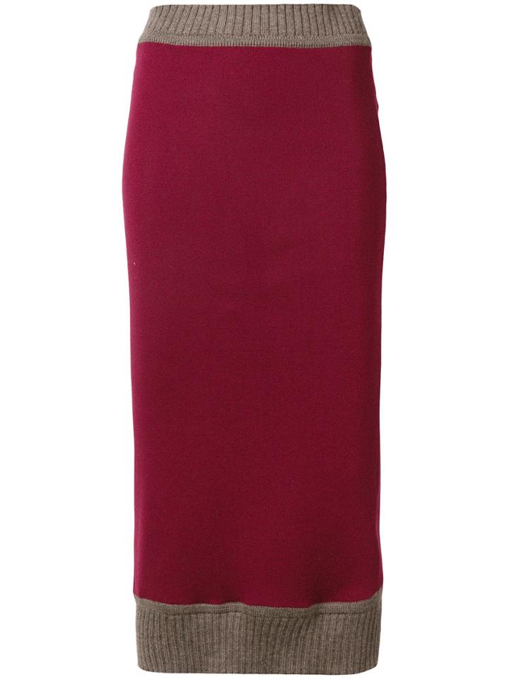 Victoria Beckham Fitted Pencil Skirt - Red