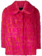 Versace Jeans Couture Logo Faux Fur Jacket - Red