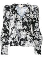 La Doublej Printed Flower Blouse - Black